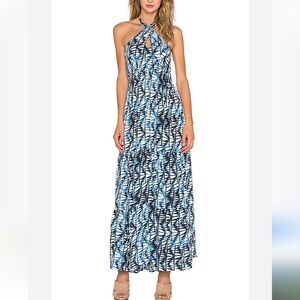 Amour Vert Olive Maxi Dress Revolve 100% Silk Halter Fern Shibori